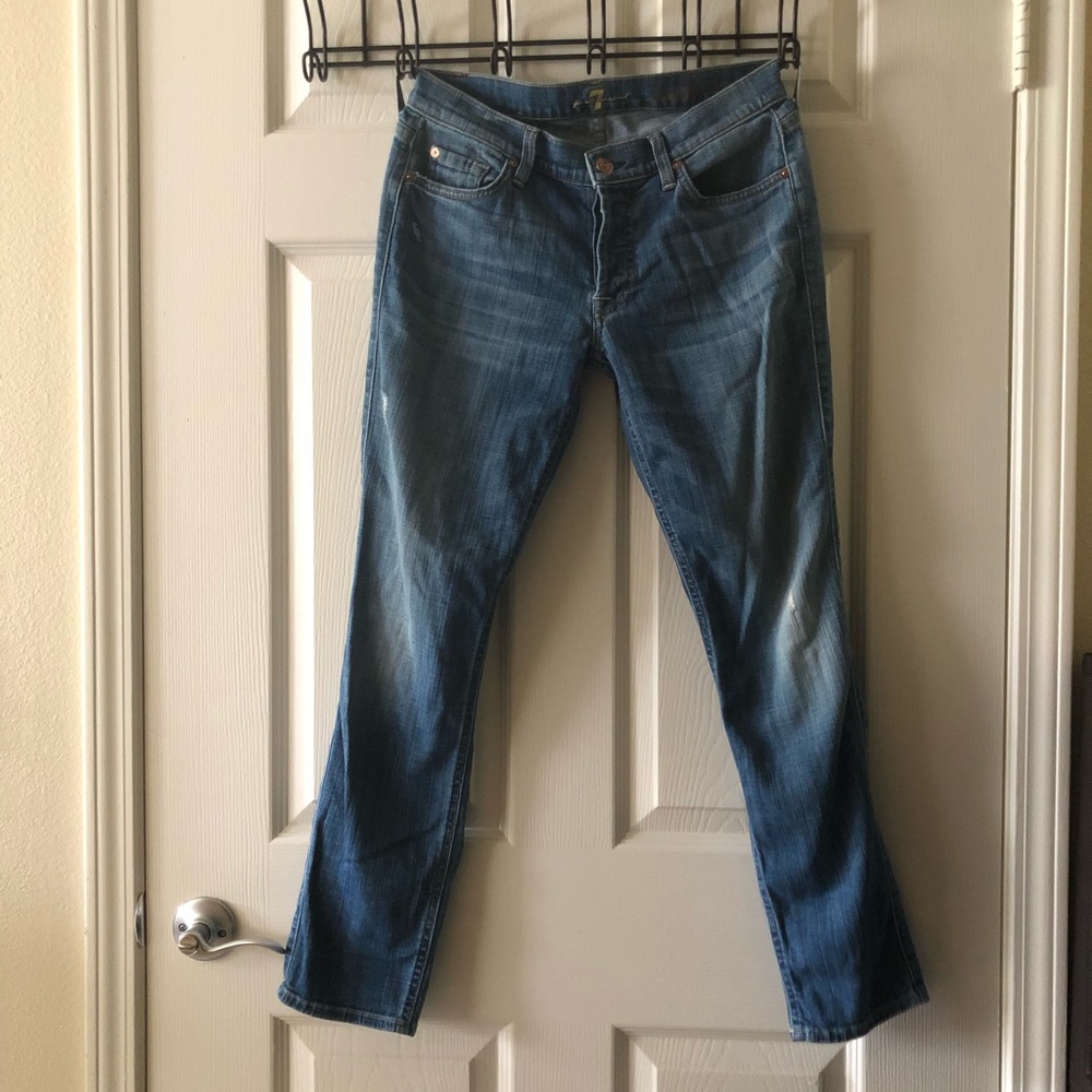 7 For All Mankind Josefina Blue Boyfriend Jeans 27